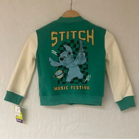 Disney Stitch Kids Toldder Jacket Green/White Sz XS - Picture 2 of 14